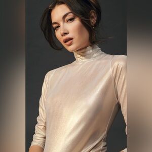 NWT Anthropologie Mesh Turtleneck - Ivory - Small